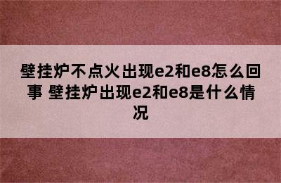 壁挂炉不点火出现e2和e8怎么回事 壁挂炉出现e2和e8是什么情况